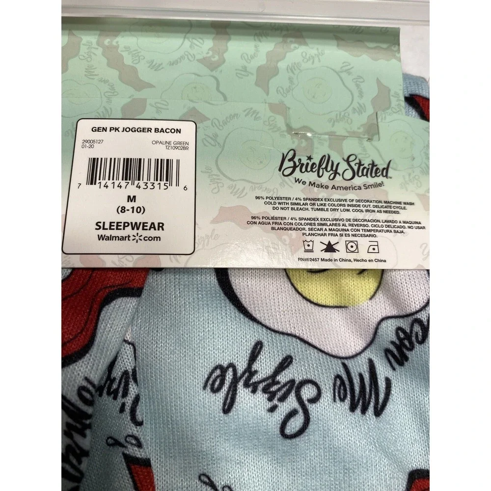 cozy knit womens sleep jogger lounge pants size medium 8 10 bacon‎ eggs